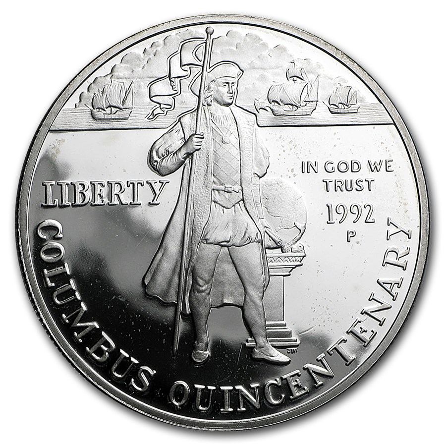 1992-P Columbus Quincentenary $1 Silver Commem Prf (w/Box & COA)