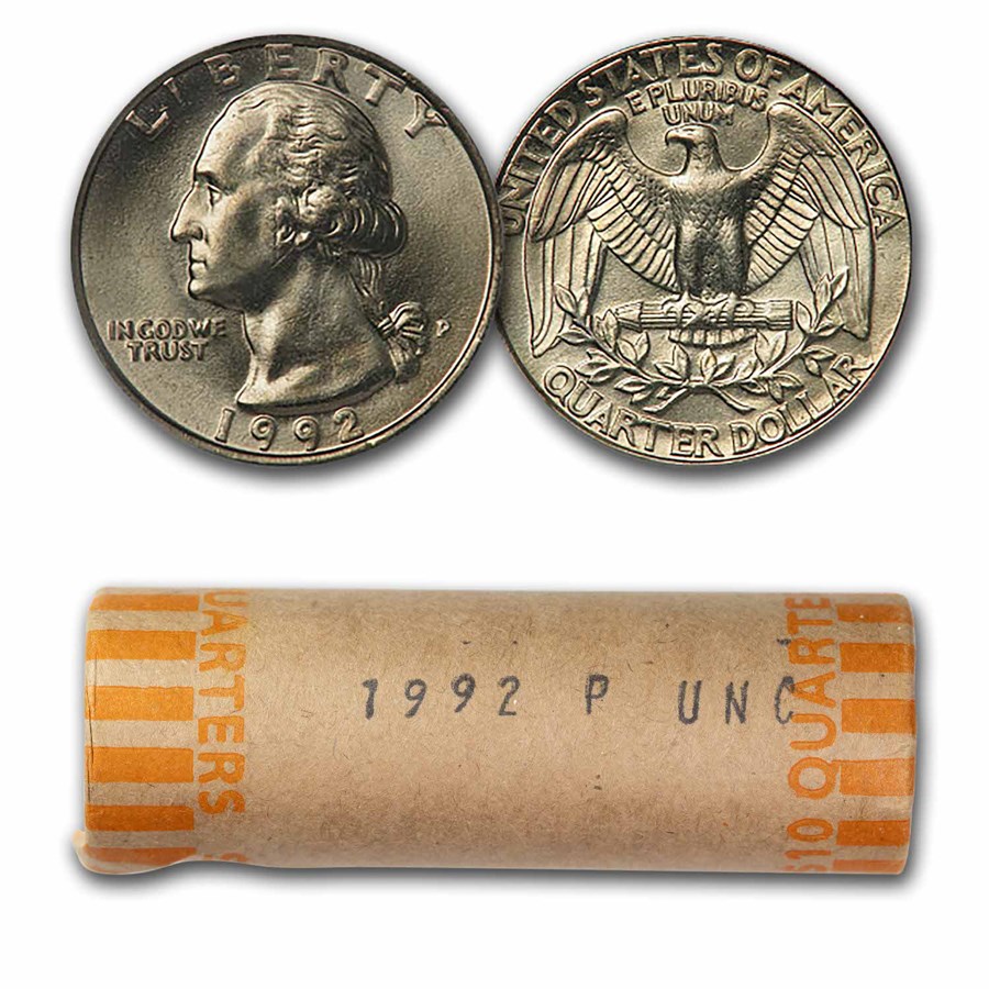 1992-P Washington Quarter 40-Coin Roll BU
