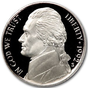 1992-S Jefferson Nickel Gem Proof 1992-S Jefferson Nickel Gem Proof