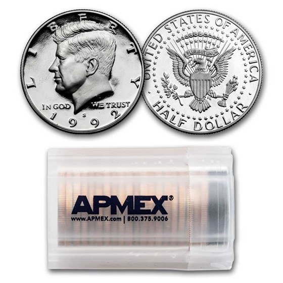 1992-S Kennedy Half Dollar 20-Coin Roll Proof 1992-S Kennedy Half Dollar 20-Coin Roll Proof