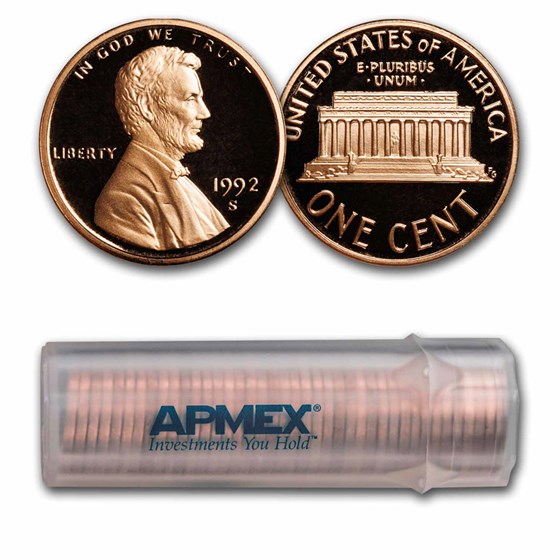 1992-S Lincoln Cent 50-Coin Roll Proof 1992-S Lincoln Cent 50-Coin Roll Proof