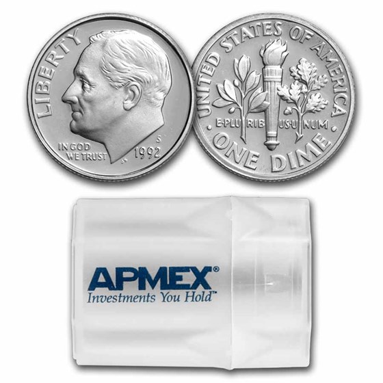1992-S Roosevelt Dime 50-Coin Roll Proof (Silver) 1992-S Roosevelt Dime 50-Coin Roll Proof (Silver)