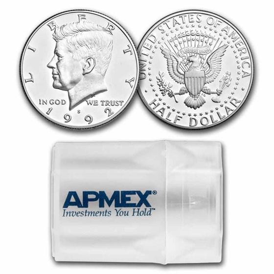 1992-S Silver Kennedy Half Dollar 20-Coin Roll Proof 1992-S Silver Kennedy Half Dollar 20-Coin Roll Proof