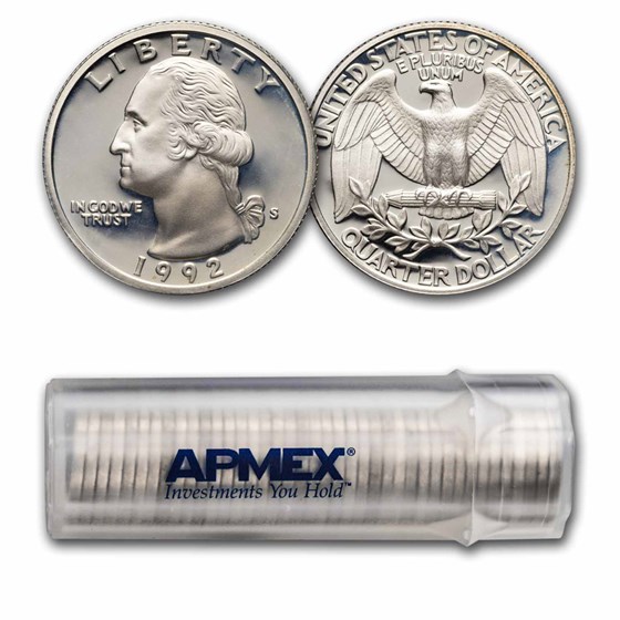 1992-S Washington Quarter 40-Coin Roll Proof (Silver) 1992-S Washington Quarter 40-Coin Roll Proof (Silver)