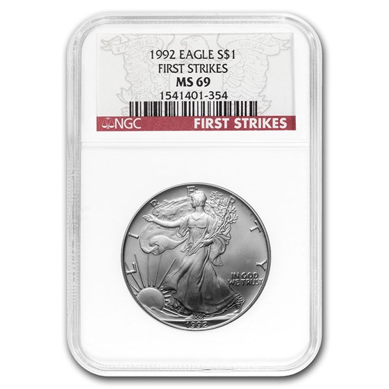 1992 Silver American Eagle MS-69 NGC (First Strike) 1992 Silver American Eagle MS-69 NGC (First Strike)