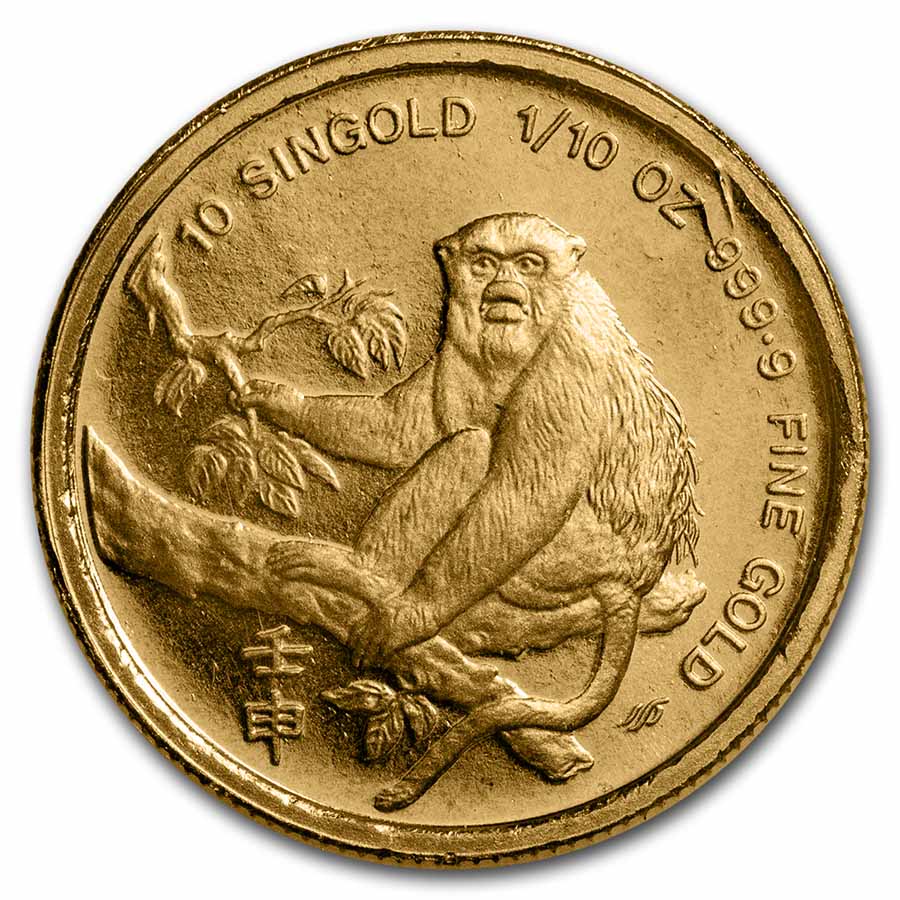 Buy 1992 Singapore 1/10 oz Proof Gold 10 SinGold Monkey | APMEX