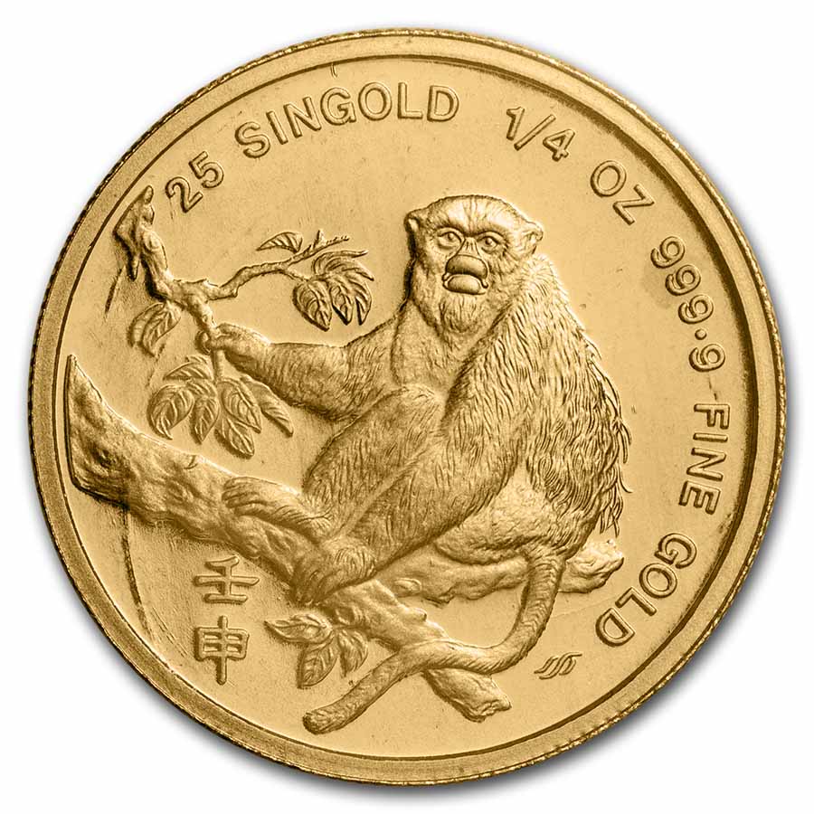 Buy 1992 Singapore 1/4 oz Gold 25 SinGold Monkey Proof | APMEX