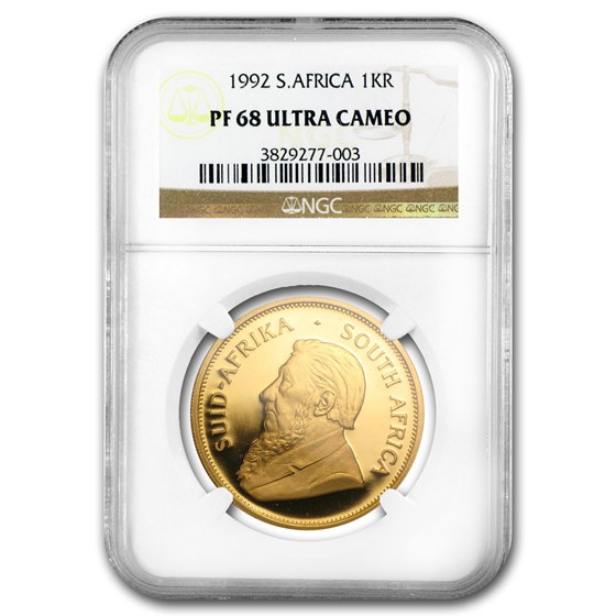 1992 South Africa 1 oz Gold Krugerrand PF-68 NGC 1992 South Africa 1 oz Gold Krugerrand PF-68 NGC