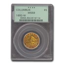 1992-W Gold $5 Commem Columbus Quincentenary MS-69 PCGS