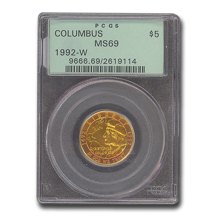 1992-W Gold $5 Commem Columbus Quincentenary MS-69 PCGS