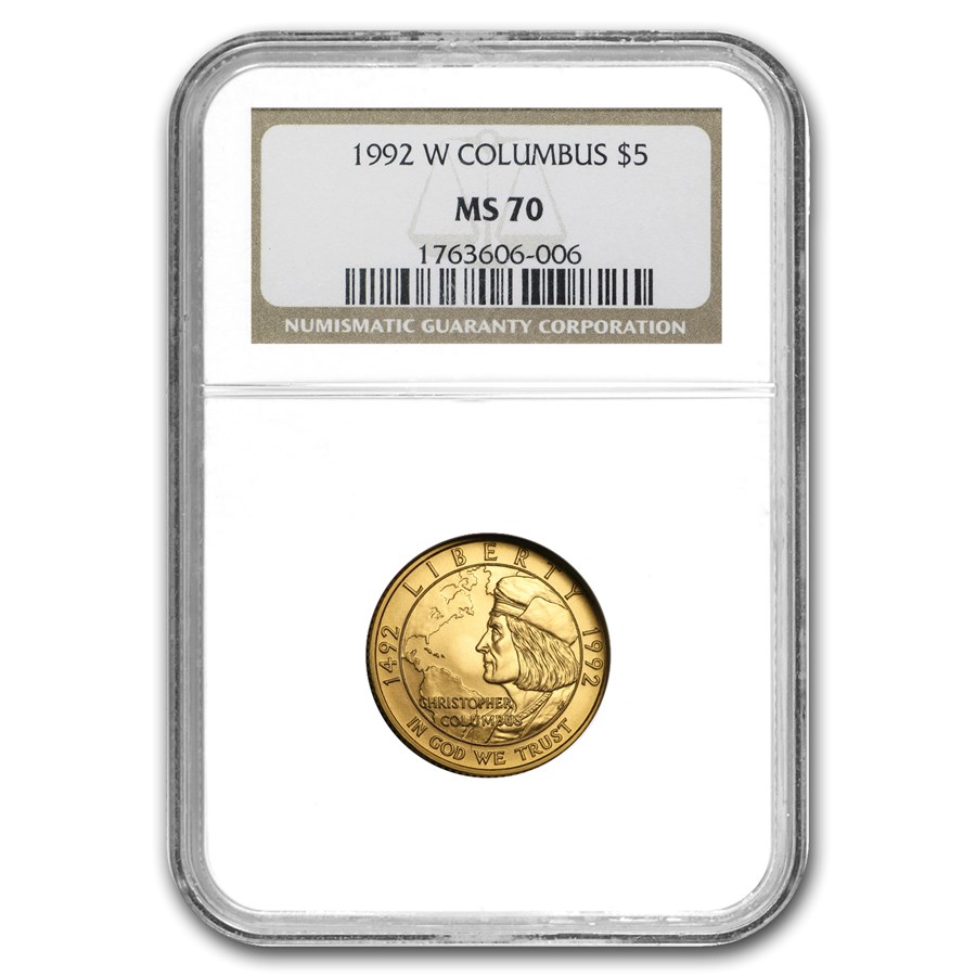 1992-W Gold $5 Commem Columbus Quincentenary MS-70 NGC