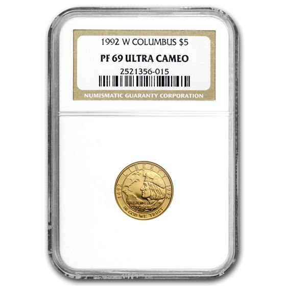 1992-W Gold $5 Commem Columbus Quincentenary PF-69 NGC 1992-W Gold $5 Commem Columbus Quincentenary PF-69 NGC