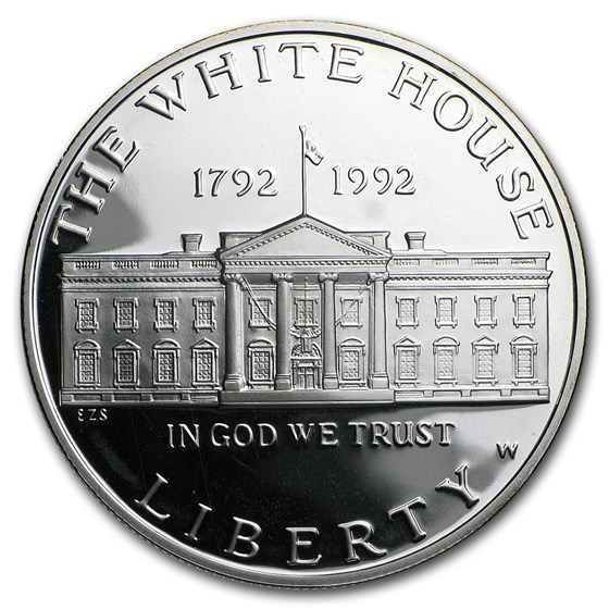 1992-W White House $1 Silver Commem Proof (w/Box & COA) 1992-W White House $1 Silver Commem Proof (w/Box & COA)