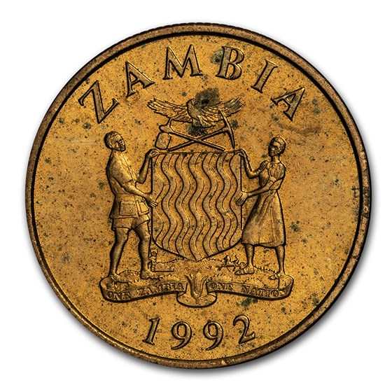 1992 Zambia 10 Kwacha National Arms/Rhinoceros BU 1992 Zambia 10 Kwacha National Arms/Rhinoceros BU