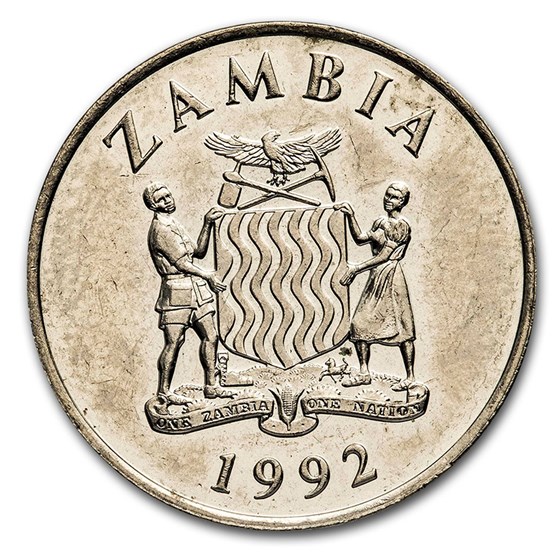 1992 Zambia 25 Ngwee Crowned Hornbill BU 1992 Zambia 25 Ngwee Crowned Hornbill BU