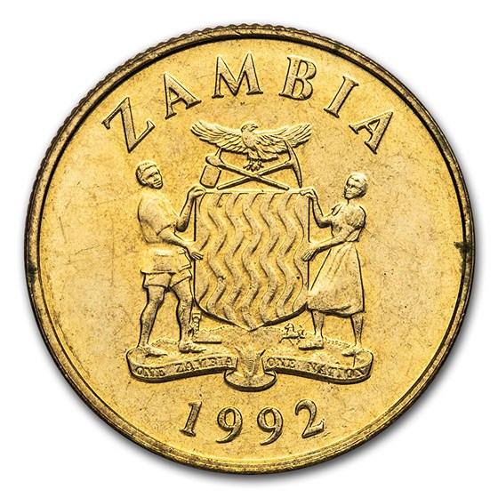 1992 Zambia 5 Kwacha National Arms/Oryx BU 1992 Zambia 5 Kwacha National Arms/Oryx BU