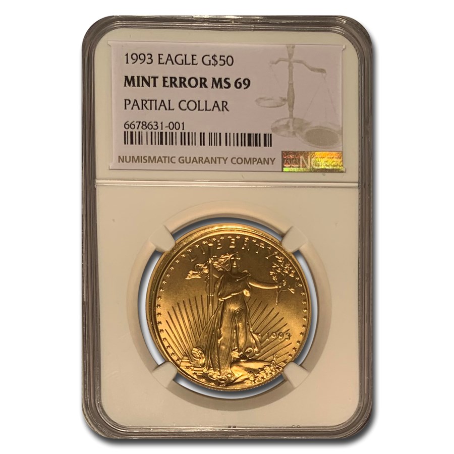 1993 1 oz American Gold Eagle MS-69 NGC (Partial Collar)