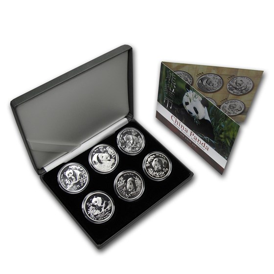 1993-1998 China 6-Coin Silver Panda 5 Yuan Set 1993-1998 China 6-Coin Silver Panda 5 Yuan Set