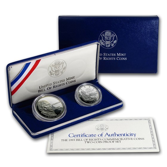 1993 2-Coin Bill of Rights Proof Set (w/Box & COA) 1993 2-Coin Bill of Rights Proof Set (w/Box & COA)