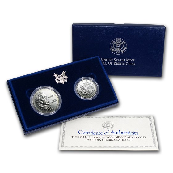1993 2-Coin Bill of Rights Set BU (w/Box & COA) 1993 2-Coin Bill of Rights Set BU (w/Box & COA)