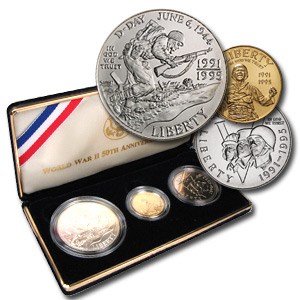 1993 3-Coin Commem World War II Set BU (w/Box & COA) 1993 3-Coin Commem World War II Set BU (w/Box & COA)