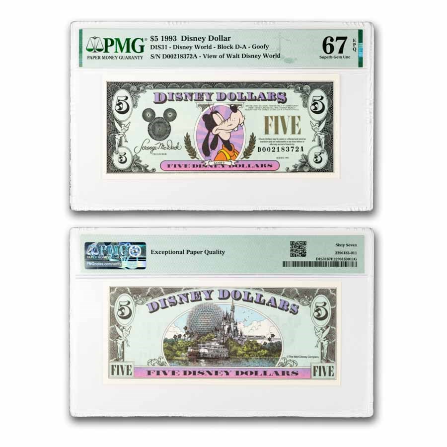 1993 $5 (DA) Closed-Eyed Goofy CU-67 EPQ PMG (DIS#31)