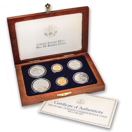 1993 6-Coin Commem Bill of Rights Set BU & Proof (w/Box & COA) 1993 6-Coin Commem Bill of Rights Set BU & Proof (w/Box & COA)