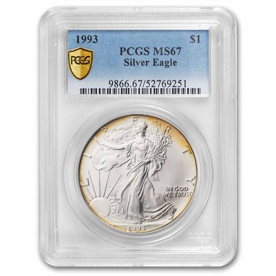 1993 American Silver Eagle MS-67 PCGS (Reverse Toning)