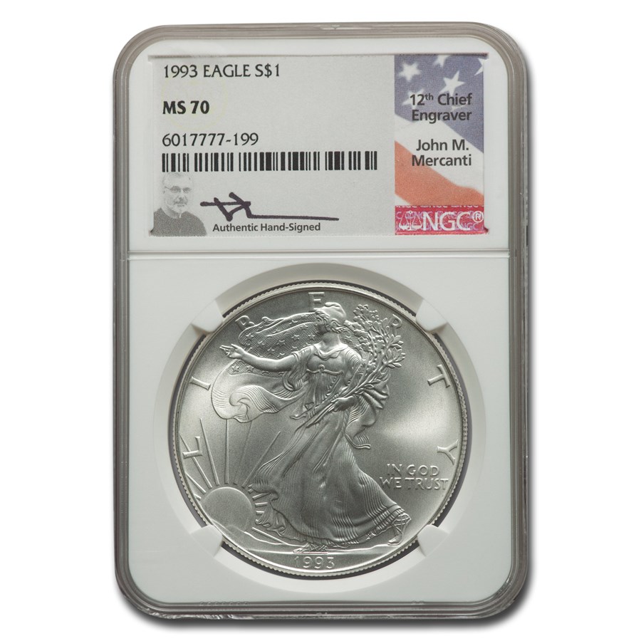 1993 American Silver Eagle MS-70 NGC (Mercanti)