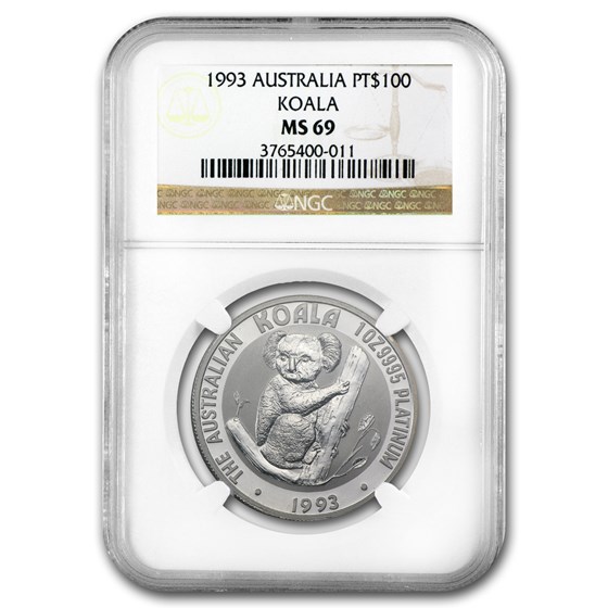 1993 Australia 1 oz Platinum Koala MS-69 NGC