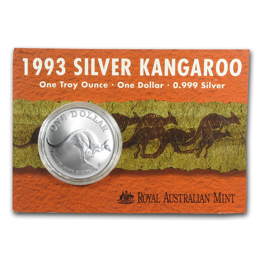 1993 Australia 1 oz Silver Kangaroo (In Display Card)
