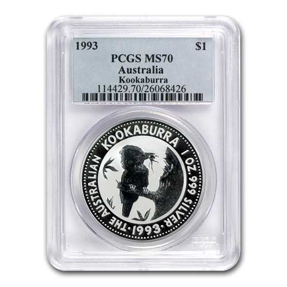 1993 Australia 1 oz Silver Kookaburra MS-70 PCGS 1993 Australia 1 oz Silver Kookaburra MS-70 PCGS