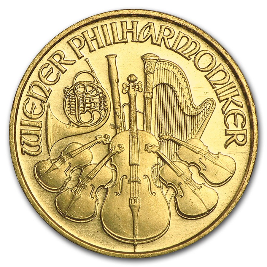1993 Austria 1/10 oz Gold Philharmonic BU