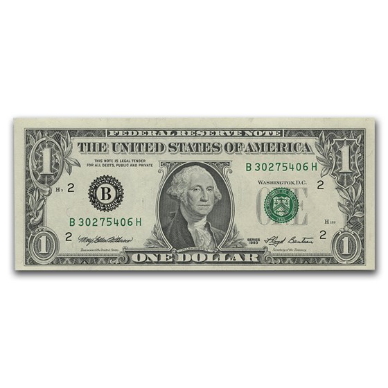 1993 (B-New York) $1.00 FRN CU (Fr#1918-B) 1993 (B-New York) $1.00 FRN CU (Fr#1918-B)
