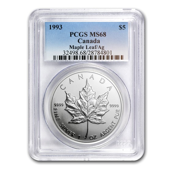 1993 Canada 1 oz Silver Maple Leaf MS-68 PCGS