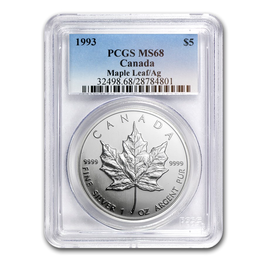 1993 Canada 1 oz Silver Maple Leaf MS-68 PCGS