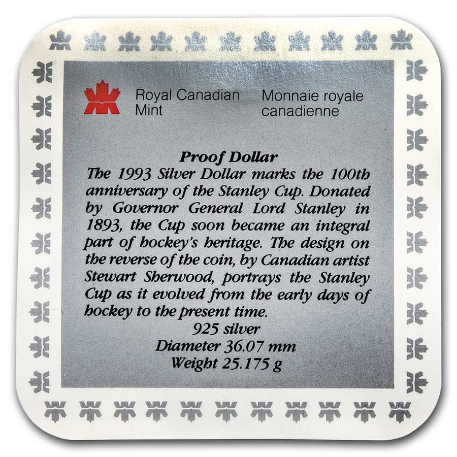 Buy 1993 Canadian Silver Dollar Proof (Stanley Cup) | APMEX