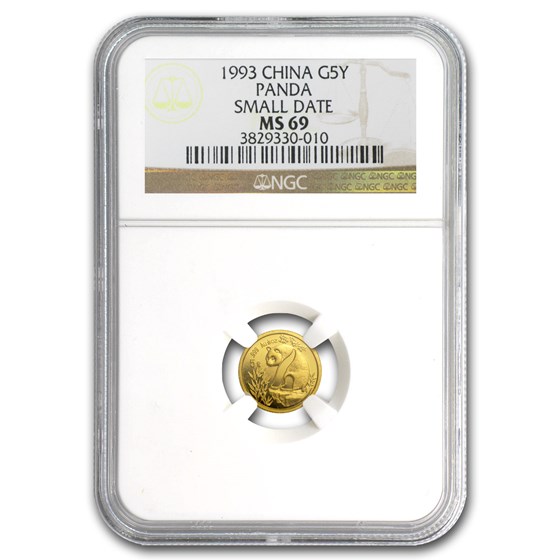 1993 China 1/20 oz Gold Panda Small Date MS-69 NGC