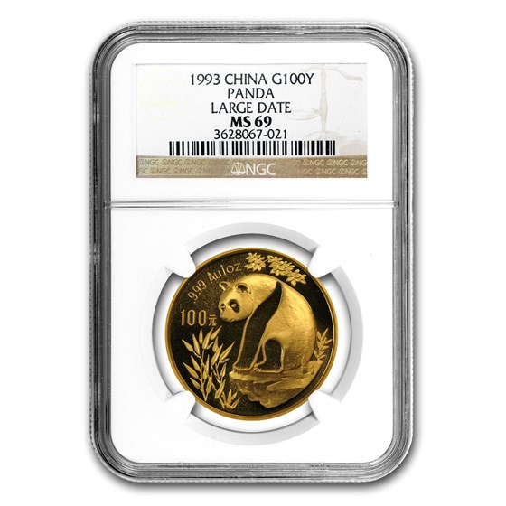 1993 China 1 oz Gold Panda Large Date MS-69 NGC 1993 China 1 oz Gold Panda Large Date MS-69 NGC