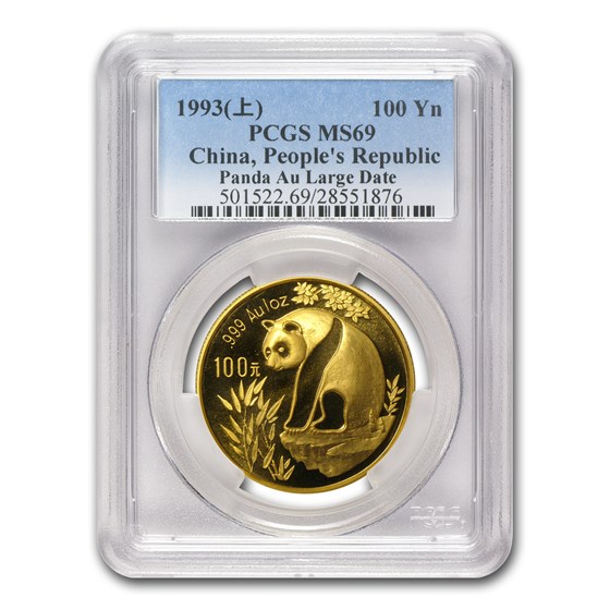 1993 China 1 oz Gold Panda Large Date MS-69 PCGS 1993 China 1 oz Gold Panda Large Date MS-69 PCGS