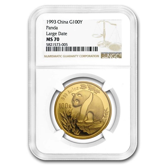 1993 China 1 oz Gold Panda Large Date MS-70 NGC 1993 China 1 oz Gold Panda Large Date MS-70 NGC
