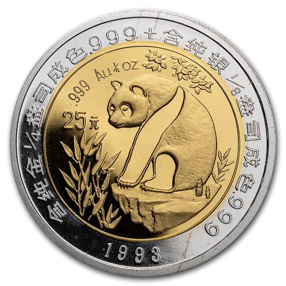 1993 China Bi-Metallic 1/4 oz Gold & 1/8 oz Silver Panda Proof 1993 China Bi-Metallic 1/4 oz Gold & 1/8 oz Silver Panda Proof