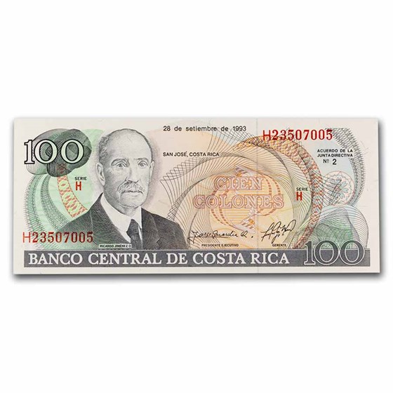 1993 Costa Rica 100 Colones CU