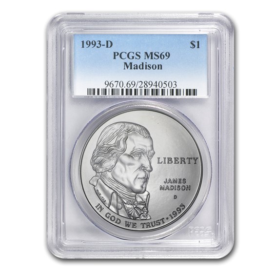 1993-D Bill of Rights-Madison $1 Silver Commem MS-69 PCGS 1993-D Bill of Rights-Madison $1 Silver Commem MS-69 PCGS