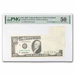 1993 (D-Cleveland) $10 FRN AU-50 PMG (Fr#2030-D) Foldover