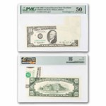 1993 (D-Cleveland) $10 FRN AU-50 PMG (Fr#2030-D) Foldover