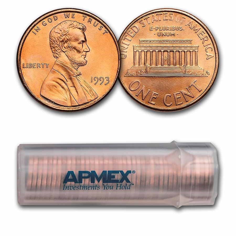 1993-D Lincoln Cent 50-Coin Roll BU