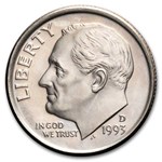 1993-D Roosevelt Dime 50-Coin Roll BU