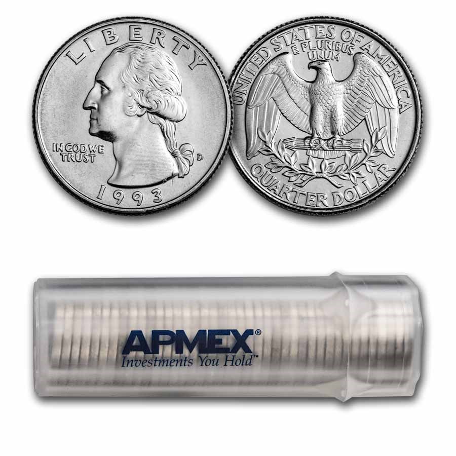 1993-D Washington Quarter 40-Coin Roll BU
