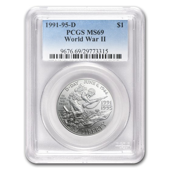1993-D World War II $1 Silver Commem MS-69 PCGS 1993-D World War II $1 Silver Commem MS-69 PCGS